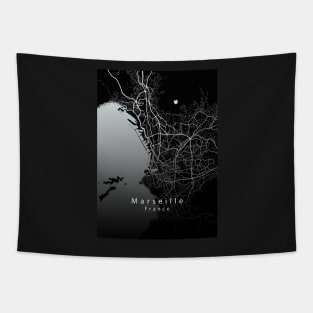 Marseille France City Map dark Tapestry