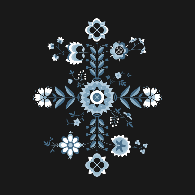 Disover Flower pattern inspired by Swedish folk art - Floral Pattern - T-Shirt