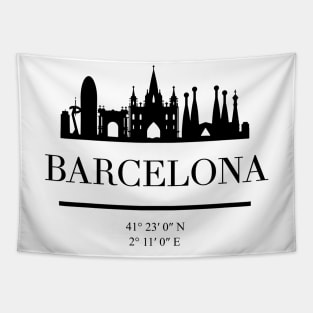 BARCELONA SPAIN BLACK SILHOUETTE SKYLINE ART Tapestry