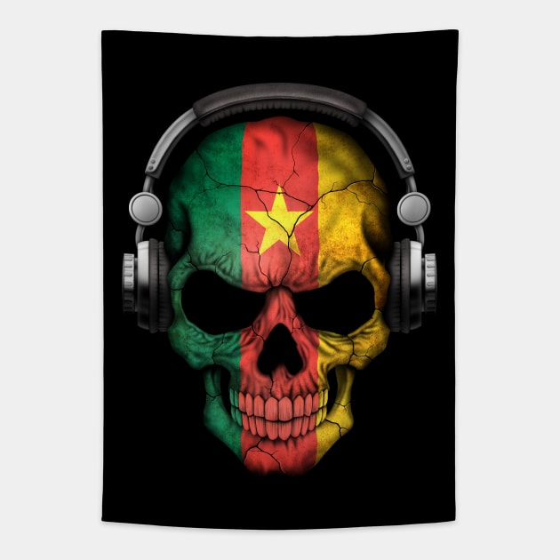 Dark Skull Deejay with Cameroon Flag Tapestry by jeffbartels