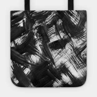 Black ink wash painting in East Asian style. Grunge texture. Hand-painted abstract monochrome. Design for fabric, textiles, wallpaper, baby room, packaging, paper. Tote