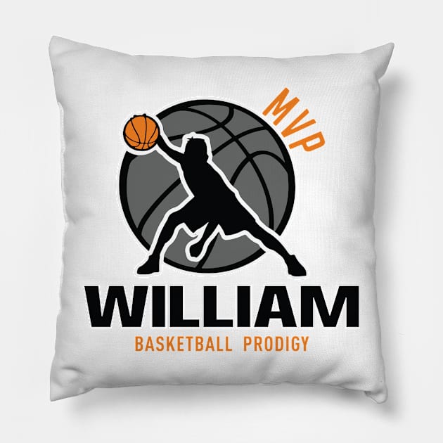 William MVP Custom Player Basketball Prodigy Your Name Pillow by Baseball Your Name