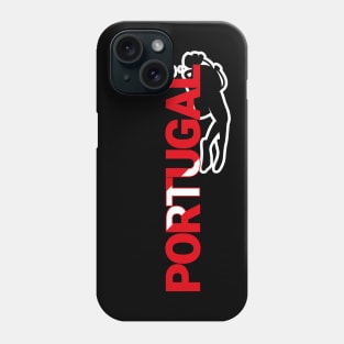 The word Portugal filled with the diving flag colours and a scuba diver Phone Case