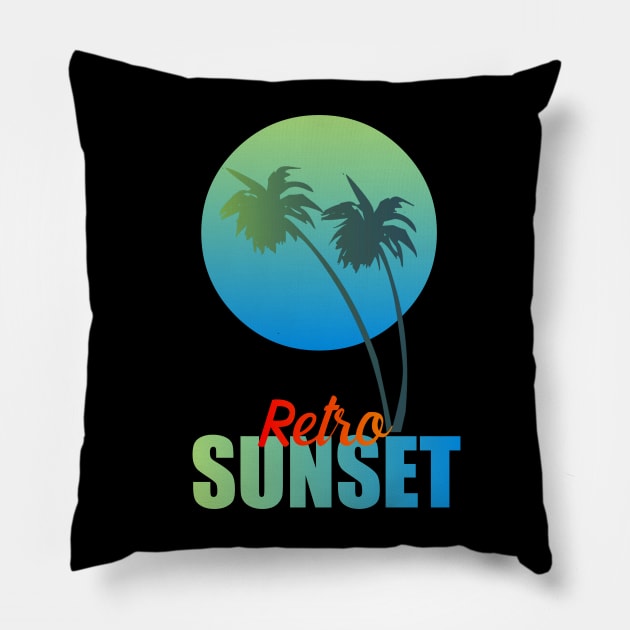 Retro sunset Pillow by gustavoscameli