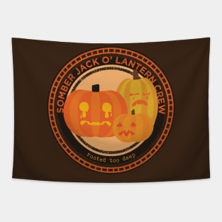 Somber Jack O' Lantern Crew [Round Stamp] Tapestry