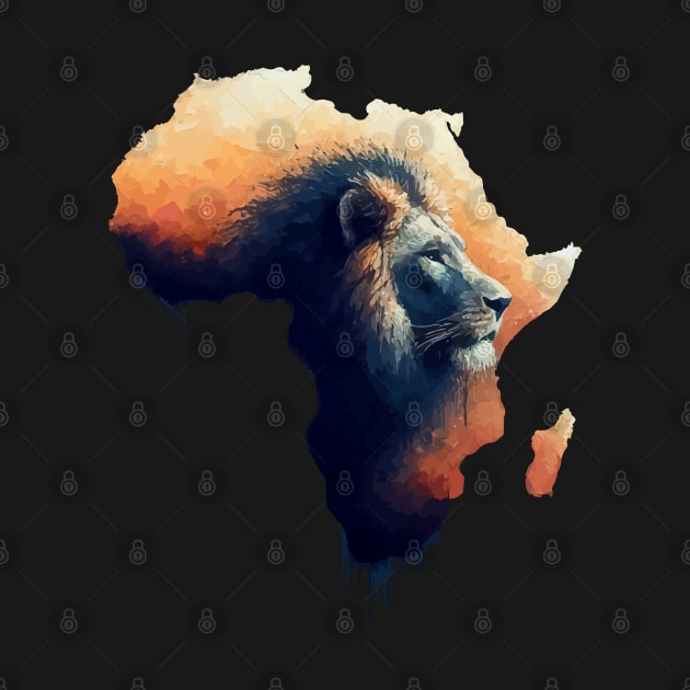 Africa silhouette lion savannah abstract style by TomFrontierArt