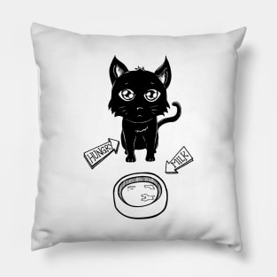 Cute & Funny Hungry Cat Kitty Waiting for Milk Pillow