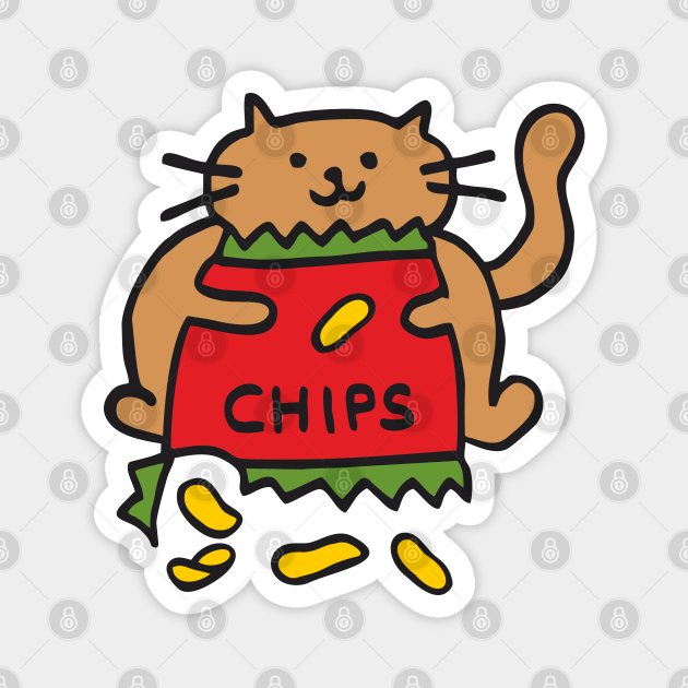 fat cat eating chips - let´s get-fat-cat - Cat - Magnet | TeePublic