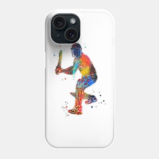 Cricket Batsman Playing a Stroke Phone Case