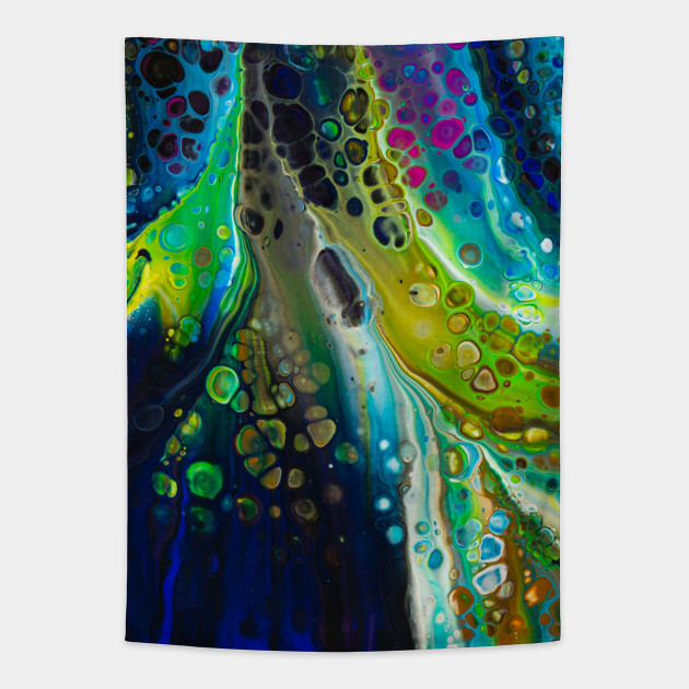 Deep Blue Sea Acrylic Pour Painting Tapestry Teepublic