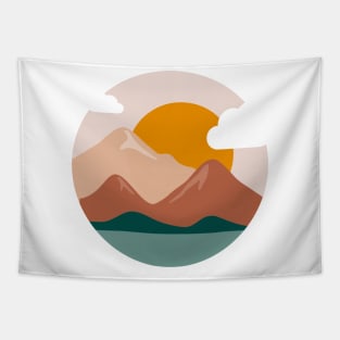 Mountain Minimalist Landscape Abstrac Art Tapestry