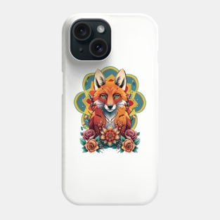 Fox and flowers tattoo style 12 Phone Case