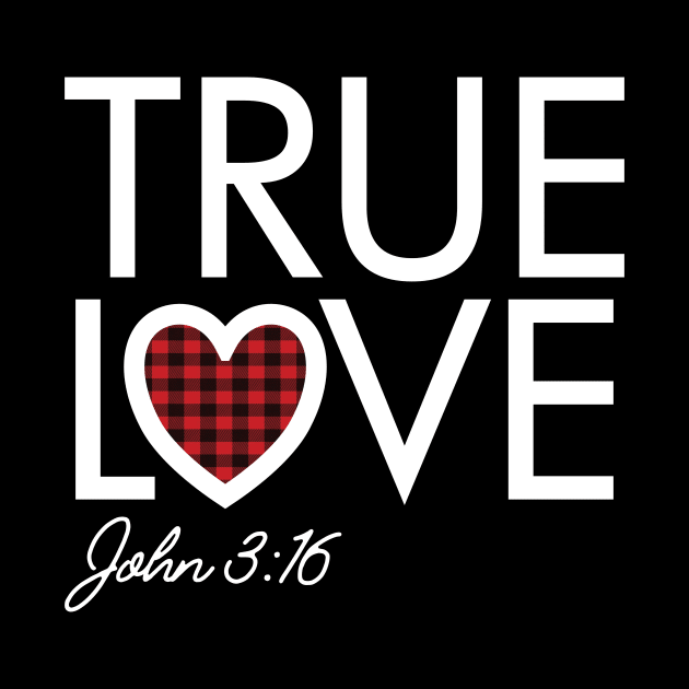 True Love Plaid Heart John 3:16 Christian Valentines Day by lucidghost