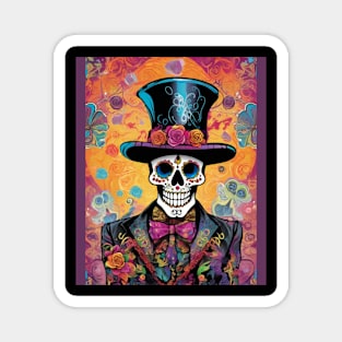 Colorful Calavera Elegance: Day of the Dead Skeleton Art Magnet