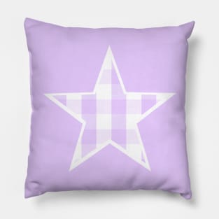 Soft Purple and White Buffalo Plaid Star Pillow