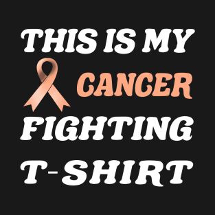 uterine Cancer peach Ribbon Fighting T-Shirt