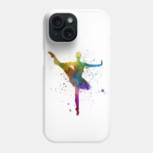 Classical ballet girl in watercolor Phone Case