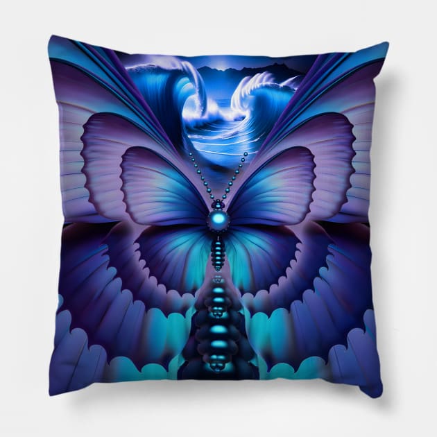 Tsunami Butterfly Pillow by Nuletto