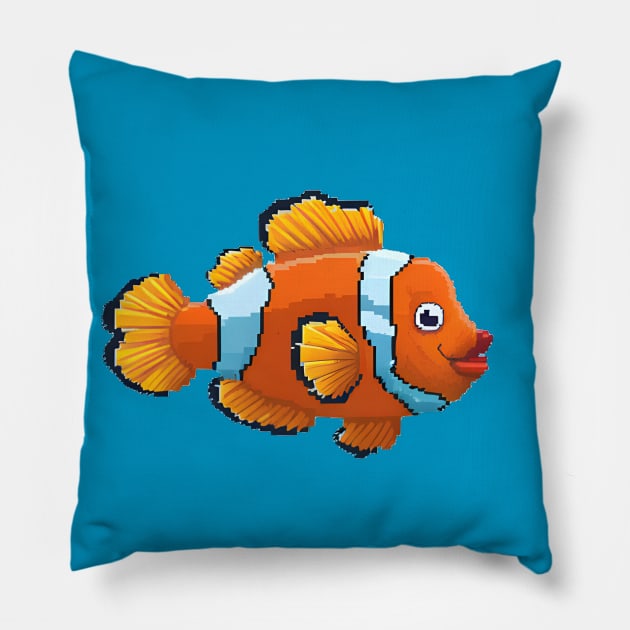 Clown fish pixel art Pillow by B&H