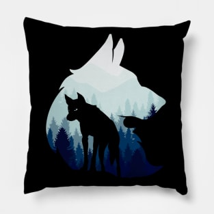 Wolf Silhouette Pillow