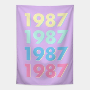 1987 Pastel Typography - Personalized Year Retro Nostalgic Art Print Tapestry