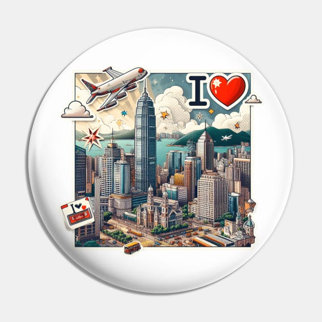 I Love Hong Kong Pin by BukovskyART