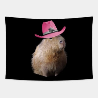 Capybara Wearing Pink Cowboy Hat Tapestry