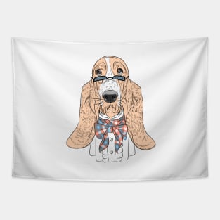 Hipster dog Basset Hound Tapestry