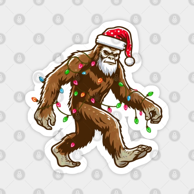 Bigfoot Santa Christmas Tree Lights Magnet by Etopix