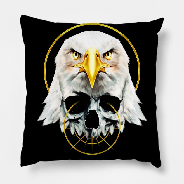 Golden dark Bald Eagle head Pillow by Mang Kumis