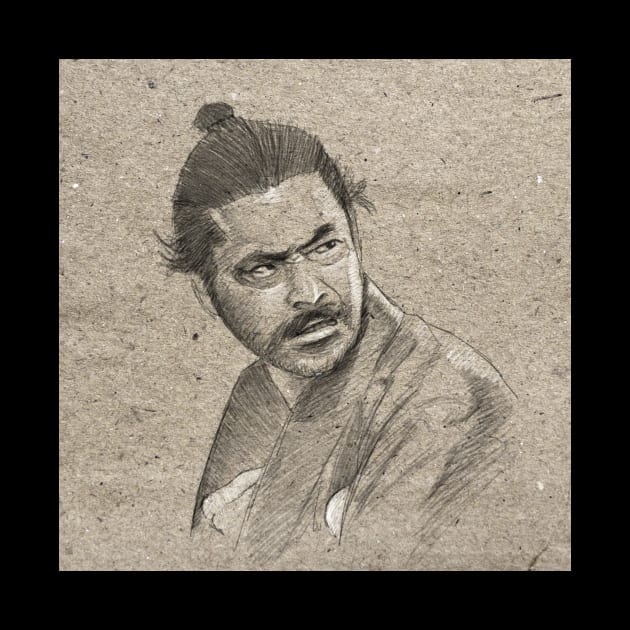 Yojimbo - Toshiro Mifune Portrait Drawing by ianoz