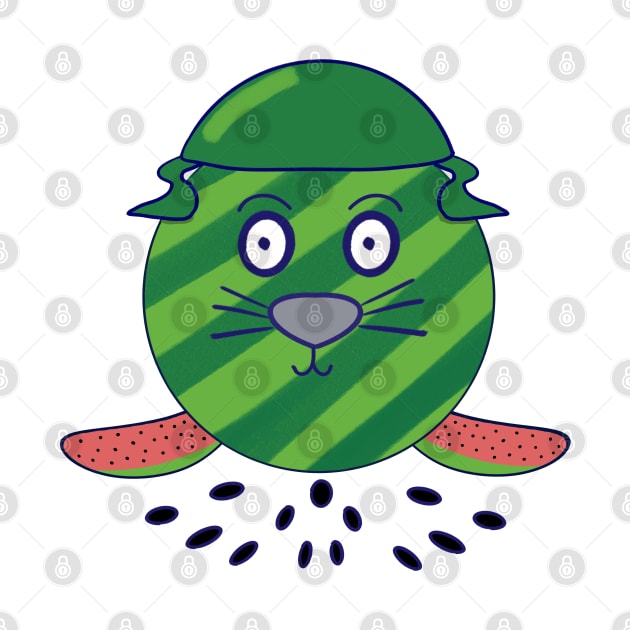 Kawaii Cute Watermelon Baby Seal by vystudio