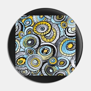 Zen circles I abstract round watercolor shapes with ink doodles Pin