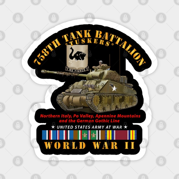 758th Tank Battalion - Tuskers w Tank WWII  EU SVC Magnet by twix123844