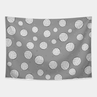 Volleyball Balls Seamless Pattern - Gray Background Tapestry