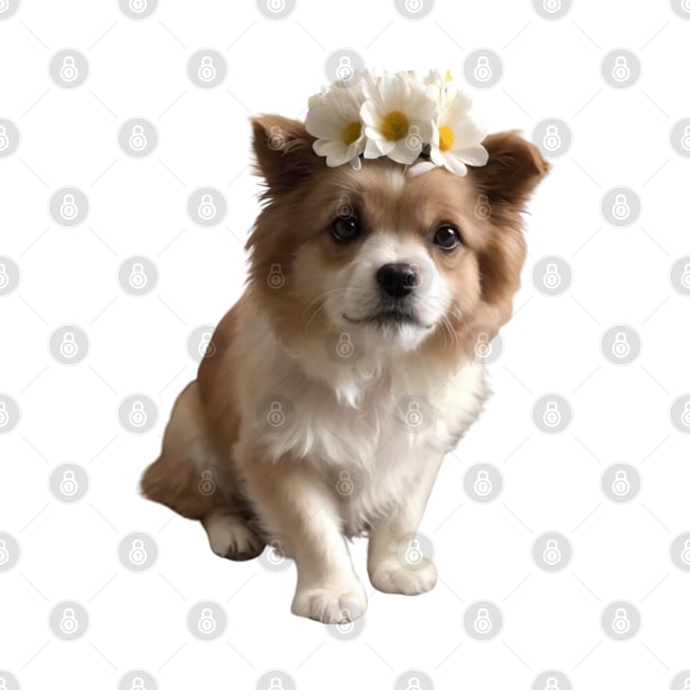 Dog With Flower Crown by Sask Designer