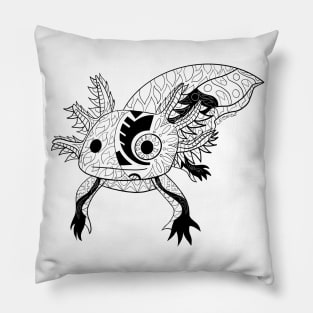 kawaii axolotl in totonac xochimilco pattern style ecopop Pillow