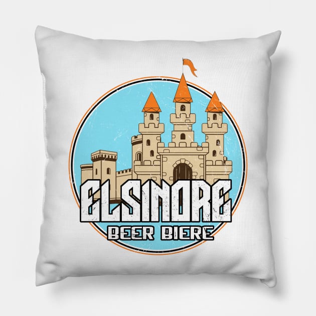 elsinore beer retro Pillow by olivia parizeau