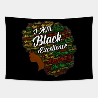 I Am Black Excellence Afro With Words Tapestry