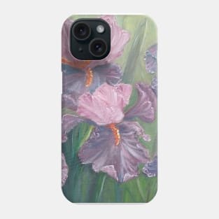 Purple irises, oil painting. Phone Case