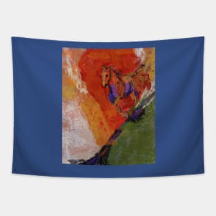 Downhill Run with horse in rainbow colors Tapestry