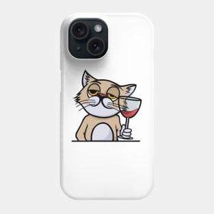Pawr Me Some Wine | Cat enjoying a glass of red wine Phone Case