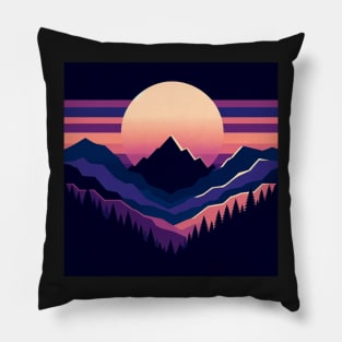 Twilight Serenity: Peaks under the Pastel Sky Pillow