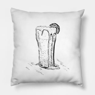 Beer , kitchen bar craft line art, modern black and white beverage Pillow