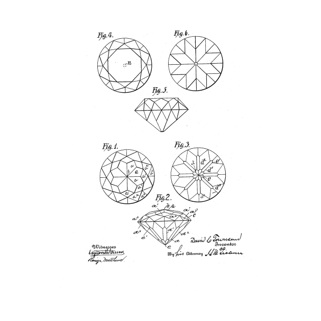 Diamond Cut vintage patent drawing by TheYoungDesigns