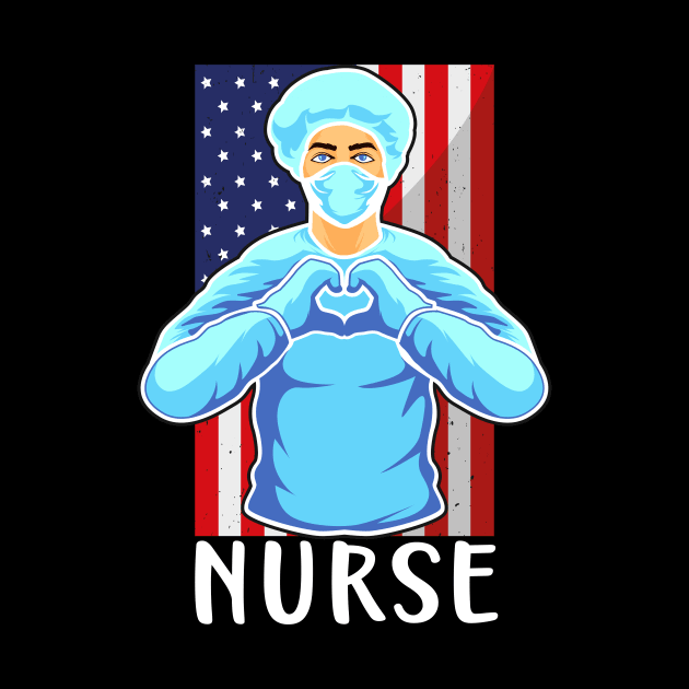 Nurse Heart USA Flag Nursing Hospital Medicine Doc by Foxxy Merch