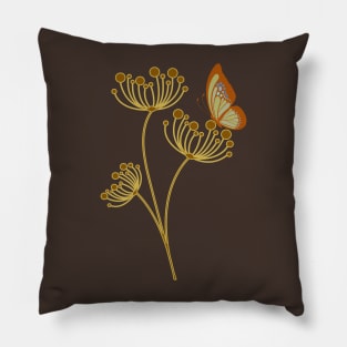 Retro Butterfly on Plant Pillow