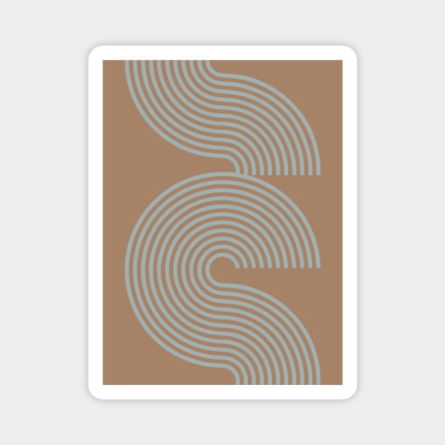 Brown Earthy Tones Lines and Curves Retro Pattern Magnet by Inogitna Designs