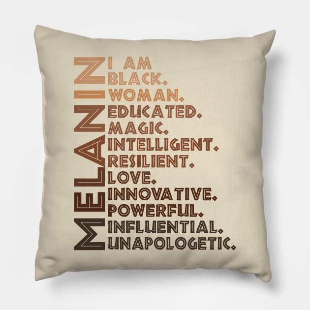 I Am Black Woman Educated Melanin Black History Month women history Pillow by Gaming champion