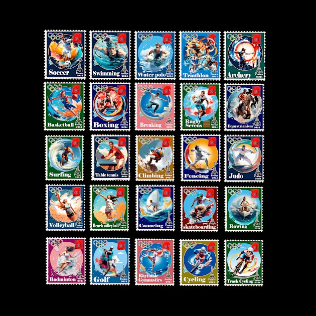 2024 Olympics Commemorative Postage Stamps by enyeniarts